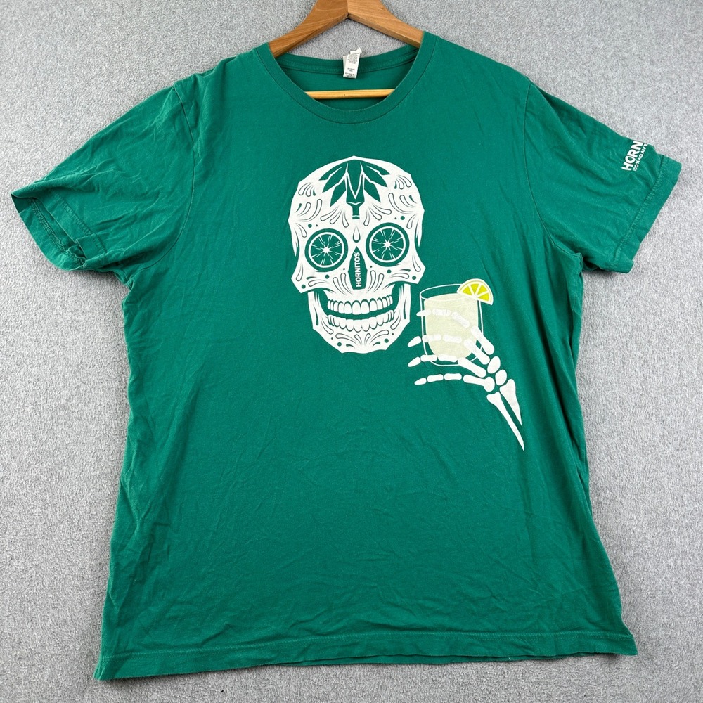 Hornitos T-Shirt Mens XL Green Sugar Skull Tequila Graphic Agave Bella+Canvas